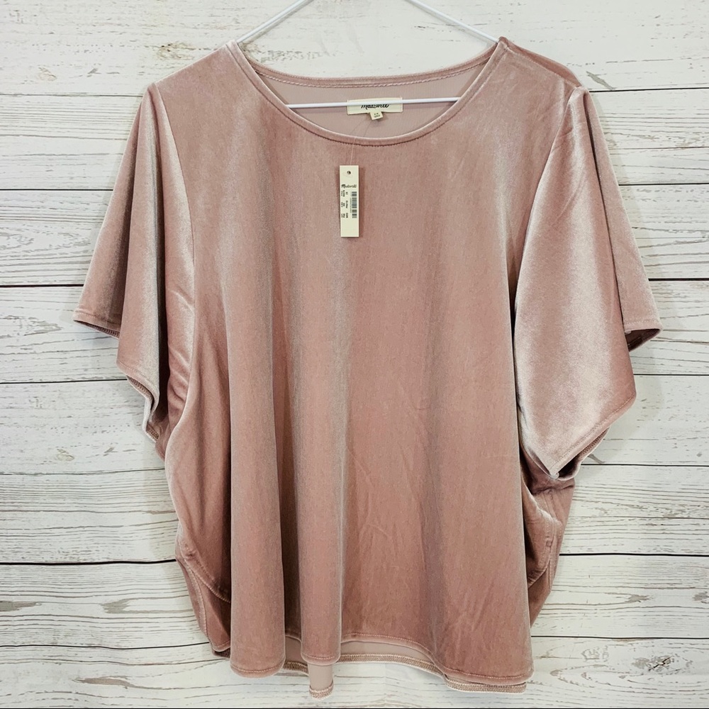 NWT MADEWELL Velvet Blouse Top champagne